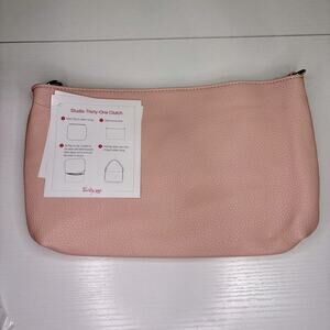 NWT Thirty-One Blush Pink Faux Leather Pouch Bin9